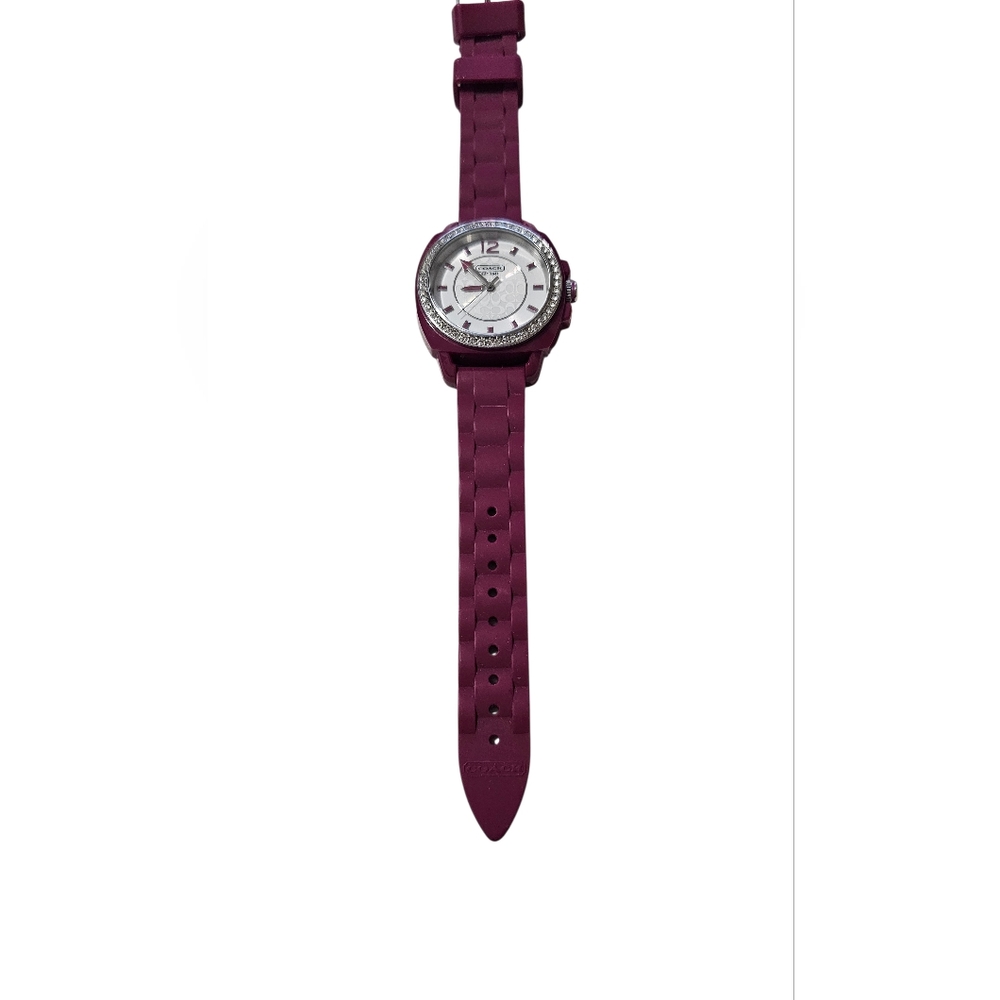 Coach Boyfriend Fuchsia & Silver, Crystal Bezel Watch with Silicone Band - Picture 4 of 8